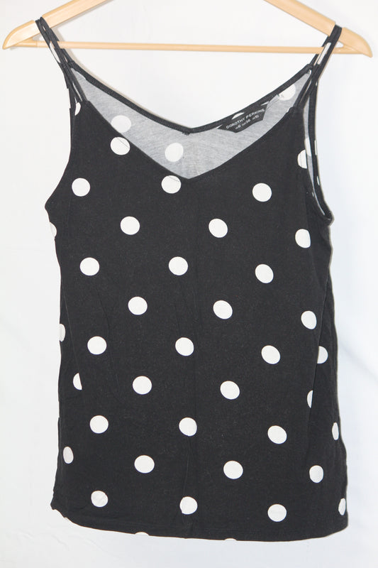 Dorothy Perkins Black & White Polka Dot Tank Top - Medium