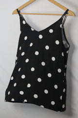 Dorothy Perkins Black & White Polka Dot Tank Top - Medium