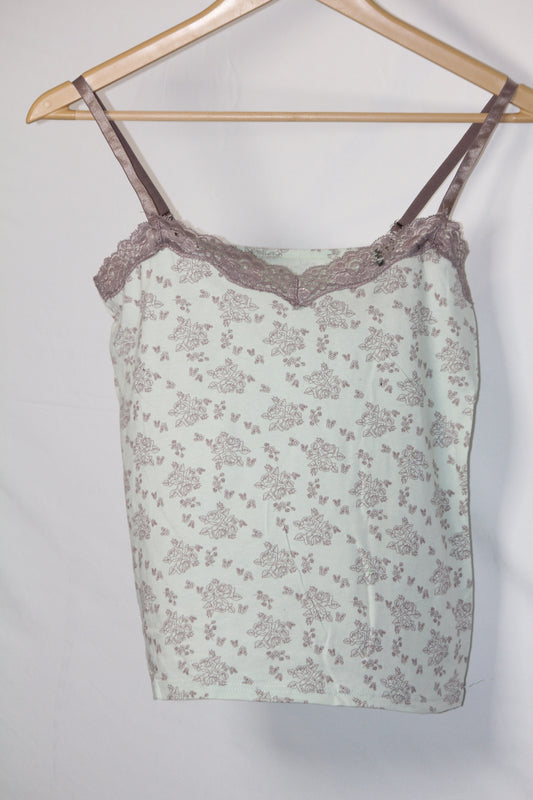 Thriftyfy White Floral Tank Top - Medium