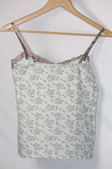 Thriftyfy White Floral Tank Top - Medium