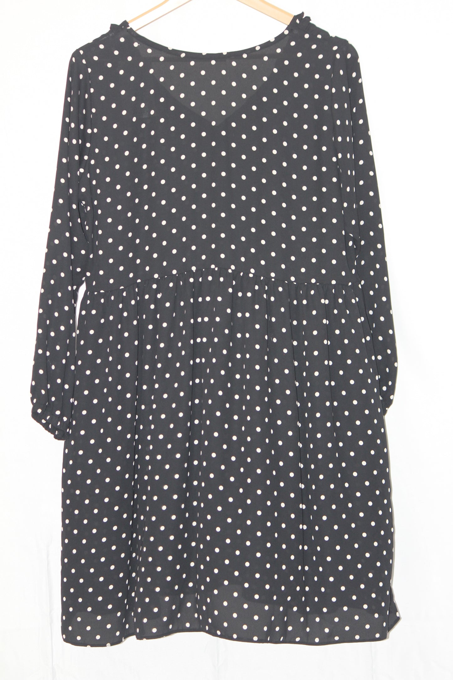Thriftyfy Dress - Medium, Black with White Polka Dots