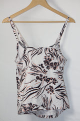 Love to Lounge White, Black and Brown Pattern Tank Top - Small