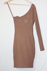 Thriftyfy Brown One-Sleeve Bodycon small