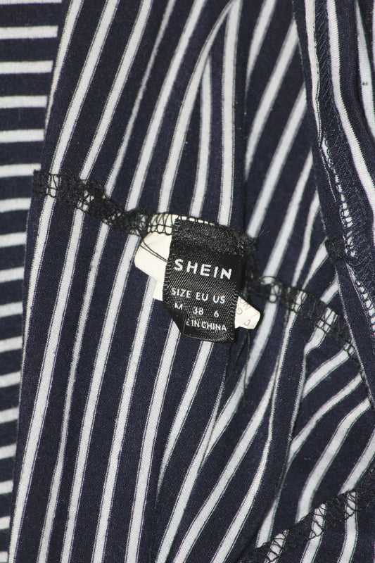 Shein Black & White Lined Long T-Shirt