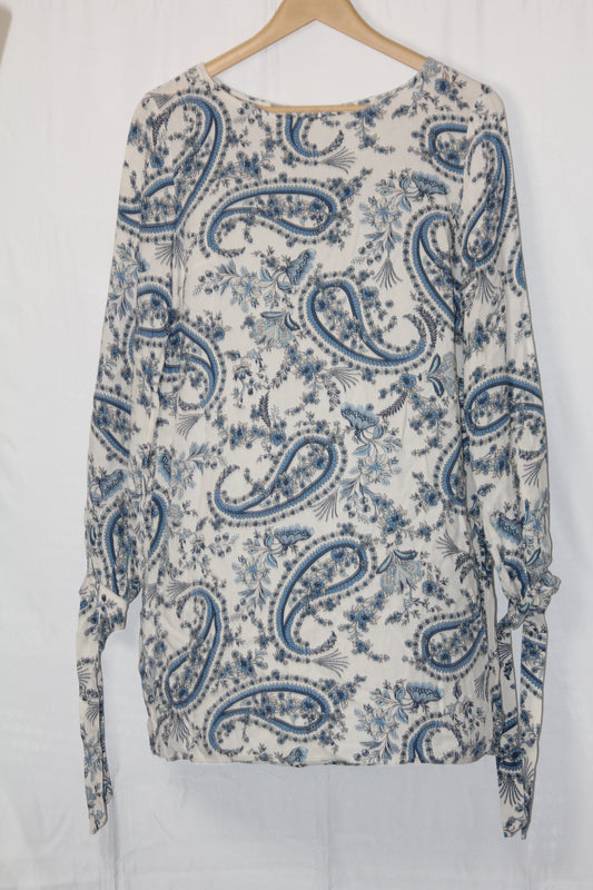 H&M White & Blue Floral Blouse