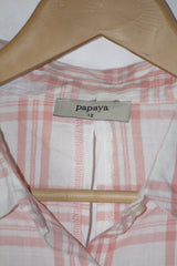 Gingham Charm – Papaya White & Pink Checkered Sleeveless Shirt