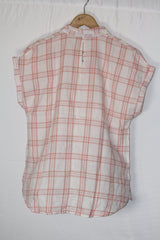 Gingham Charm – Papaya White & Pink Checkered Sleeveless Shirt