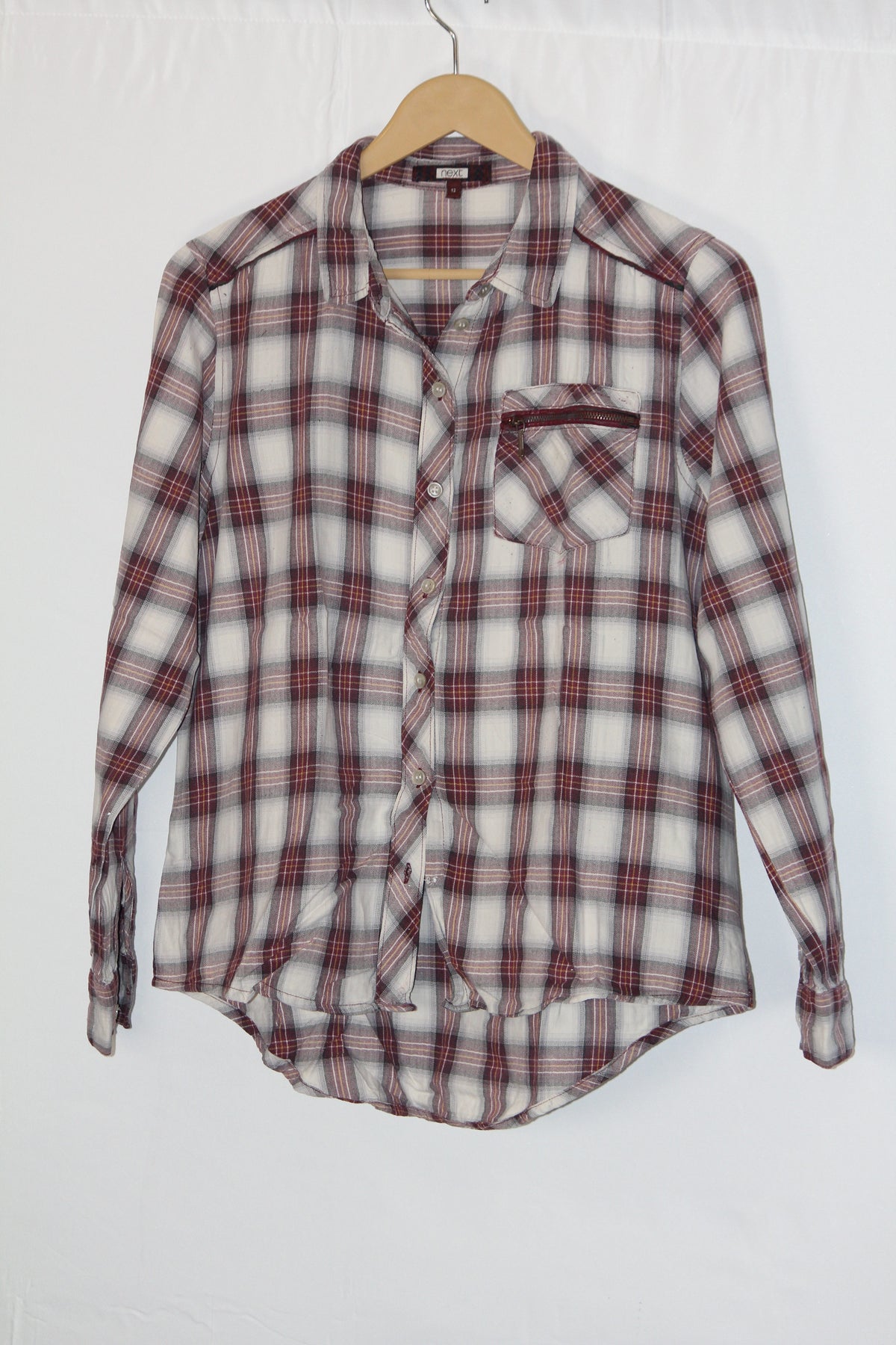 Earthy Checks – Next White & Brown Button Down Shirt