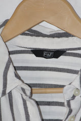 Stripes & Elegance – F&F White & Grey Button Down Shirt