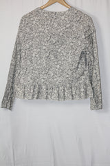 Cassis Collection Floral Gray White Blouse - Medium