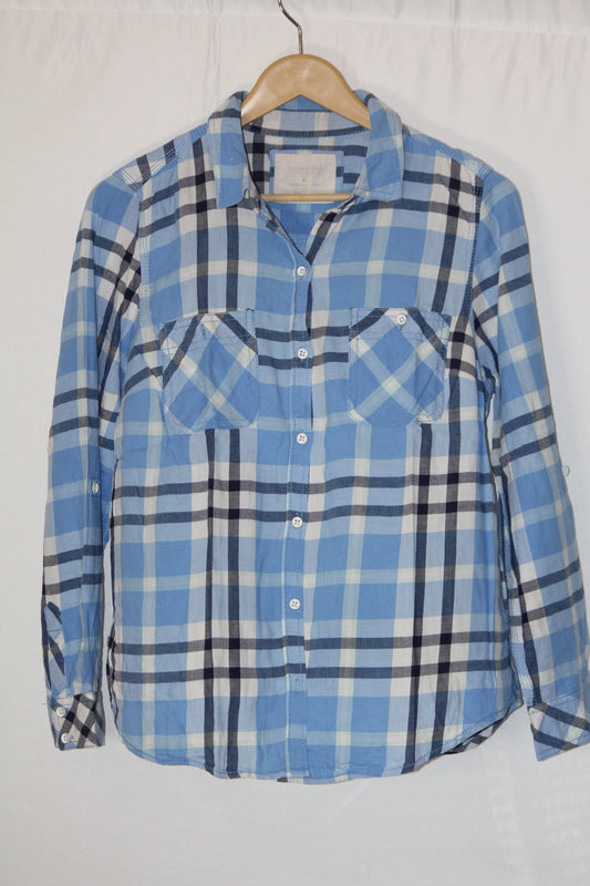 Checkered Bliss – Sonoma Blue & White Button Down Shirt