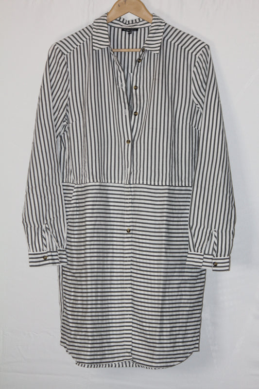 Striped Perfection – Warehouse White & Grey Button Down Shirt