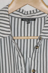 Striped Perfection – Warehouse White & Grey Button Down Shirt