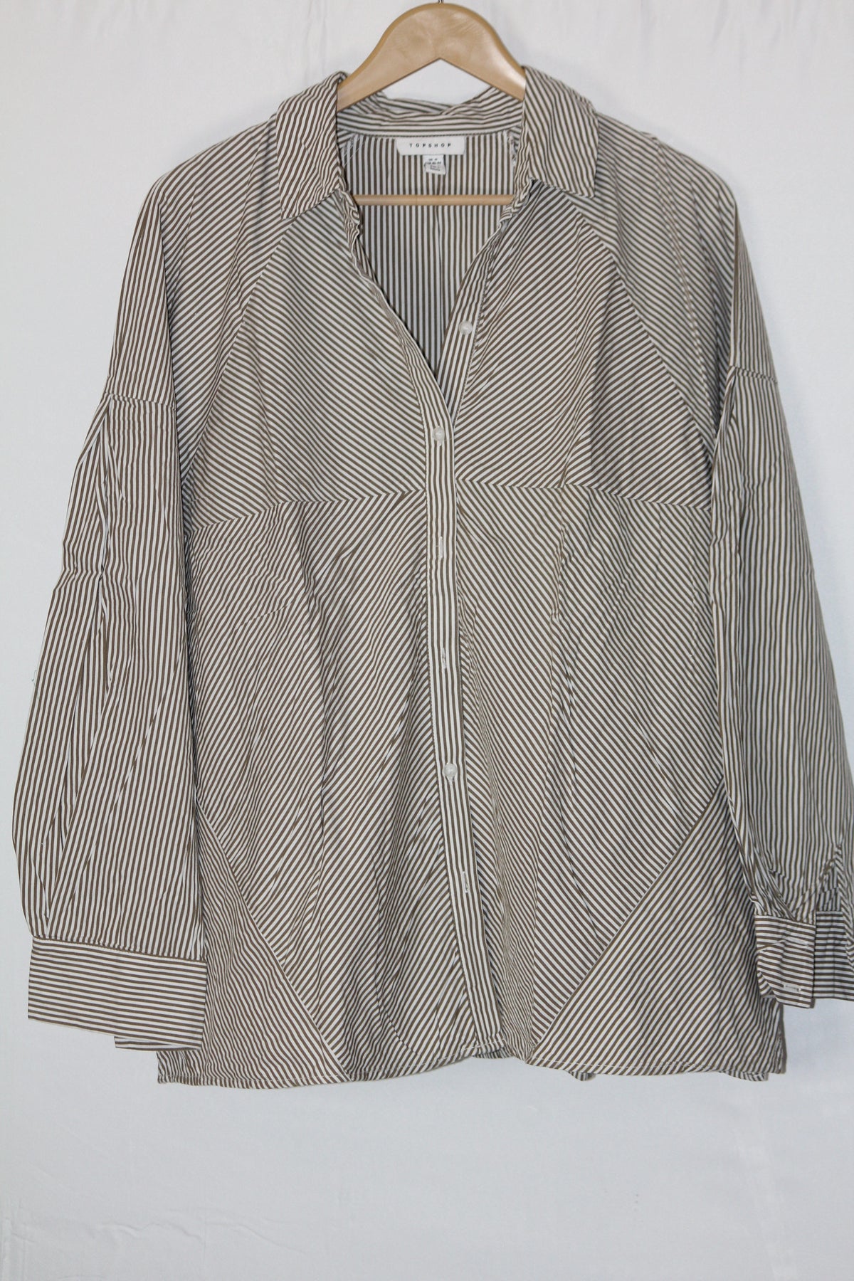 Earthy Luxe – Topshop White & Brown Lined Button Down Shirt