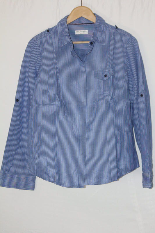 Royal Stripes – M&S Blue and White Button Down Shirt