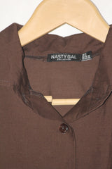 Earthy Chic – Nasty Gal Brown Button Down Shirt