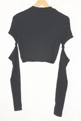 Bershka Black Full Sleeve Crop Top - Large