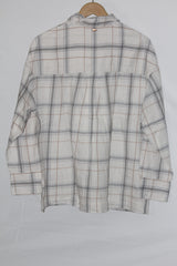 Striped Chic – Rosie Off-White & Grey Lined Button Down Shirt