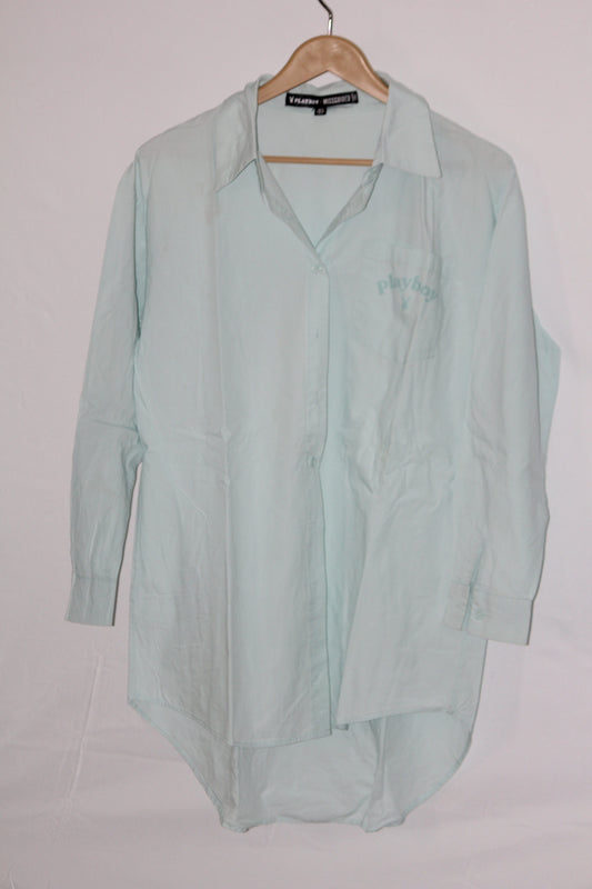 Playboy Charm – Misguided Sky Blue Button Down Shirt