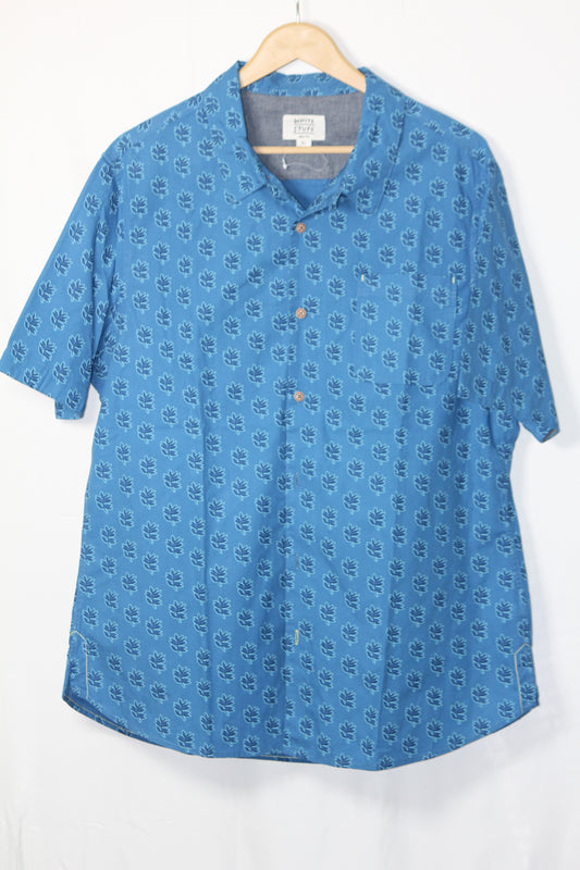 White Stuff Blue Floral Cotton Shirt – XL