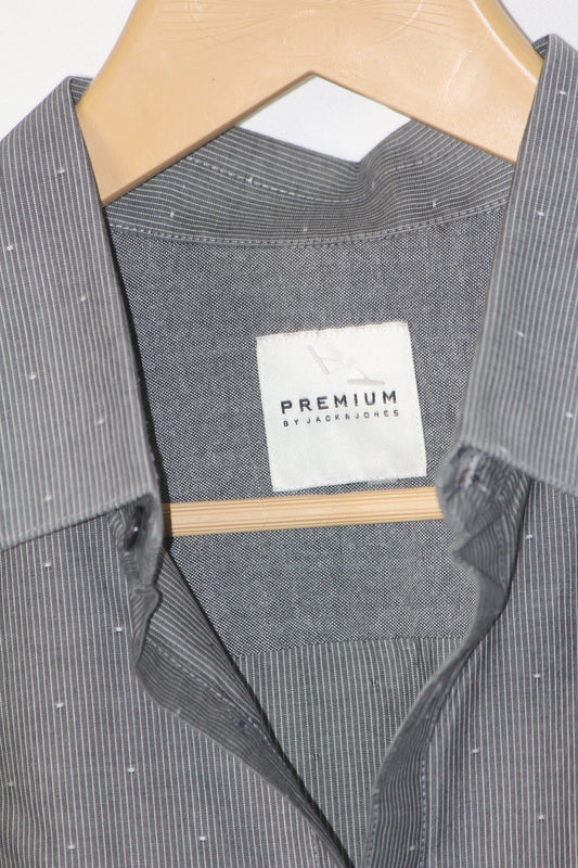 Jack & Jones Grey Casual Cotton Shirt – Medium