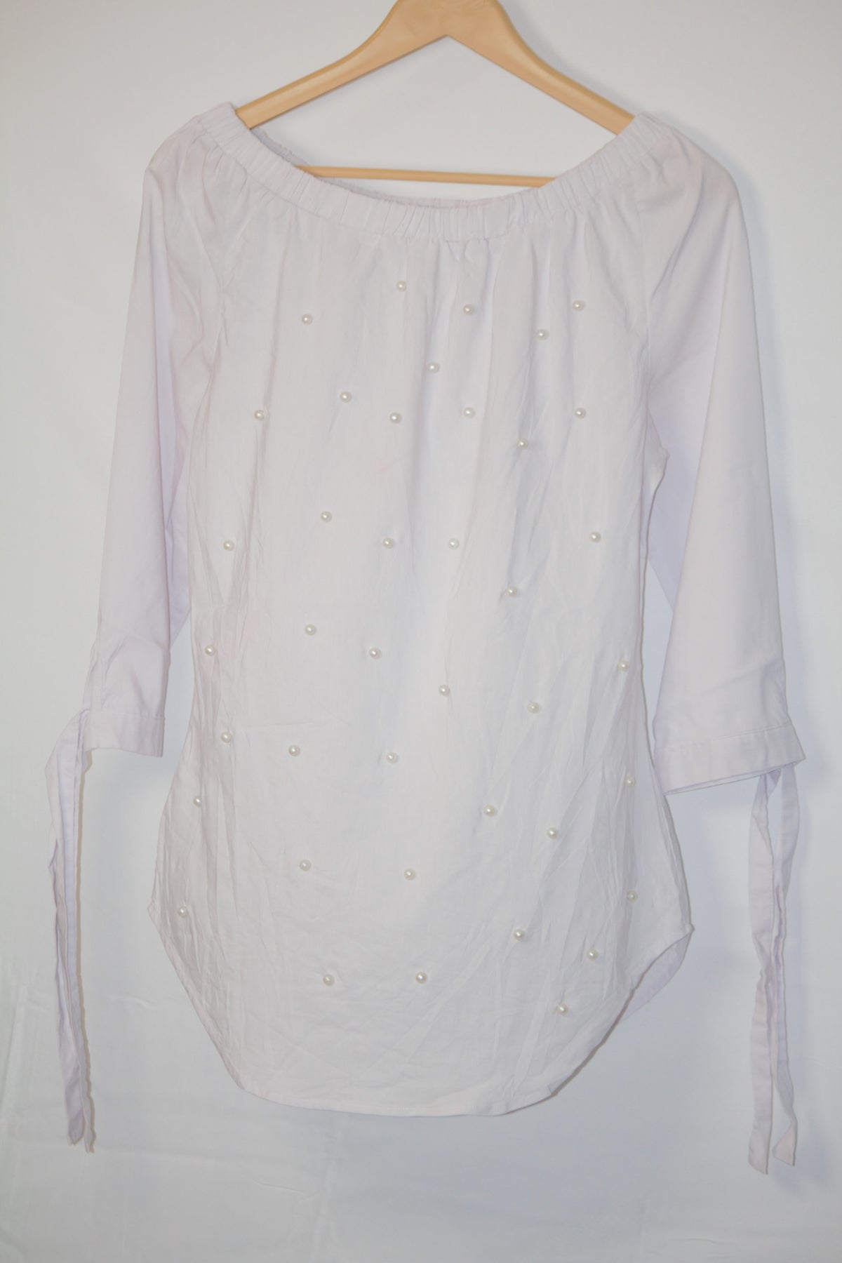 Refined Comfort: White Cotton Blouse-Medium