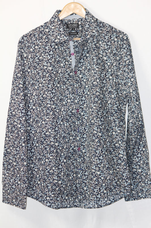 Jeff Banks Black & White Floral Shirt – Large