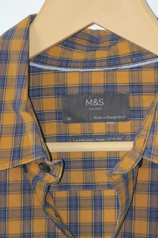 Mark & Spencer Yellow Checkered Shirt – Medium