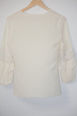 Vintage Charm: Embroidered Off-White Blouse-Medium