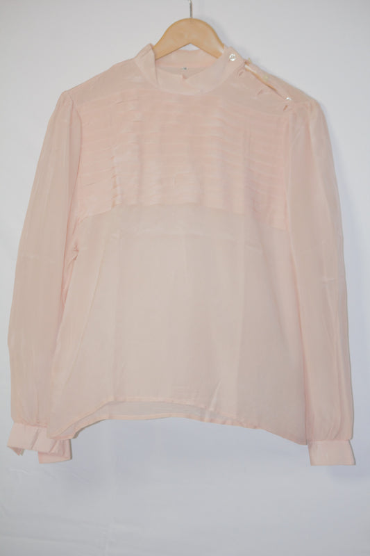 Peach Perfection: Button-Detail Blouse-Medium