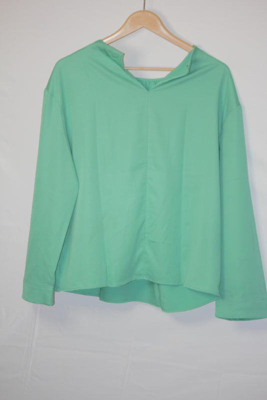 Emerald Charm: Green Full-Sleeve Blouse-Medium