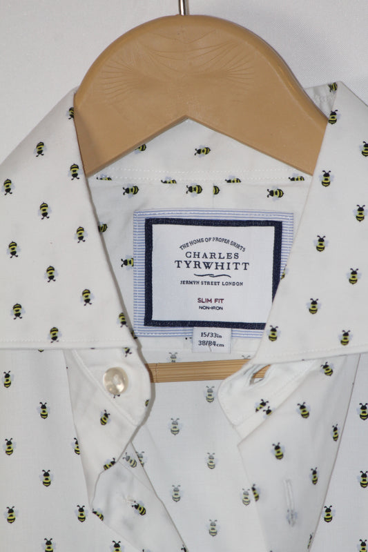 Charles Tyrwhitt White Bee Print Shirt – Medium