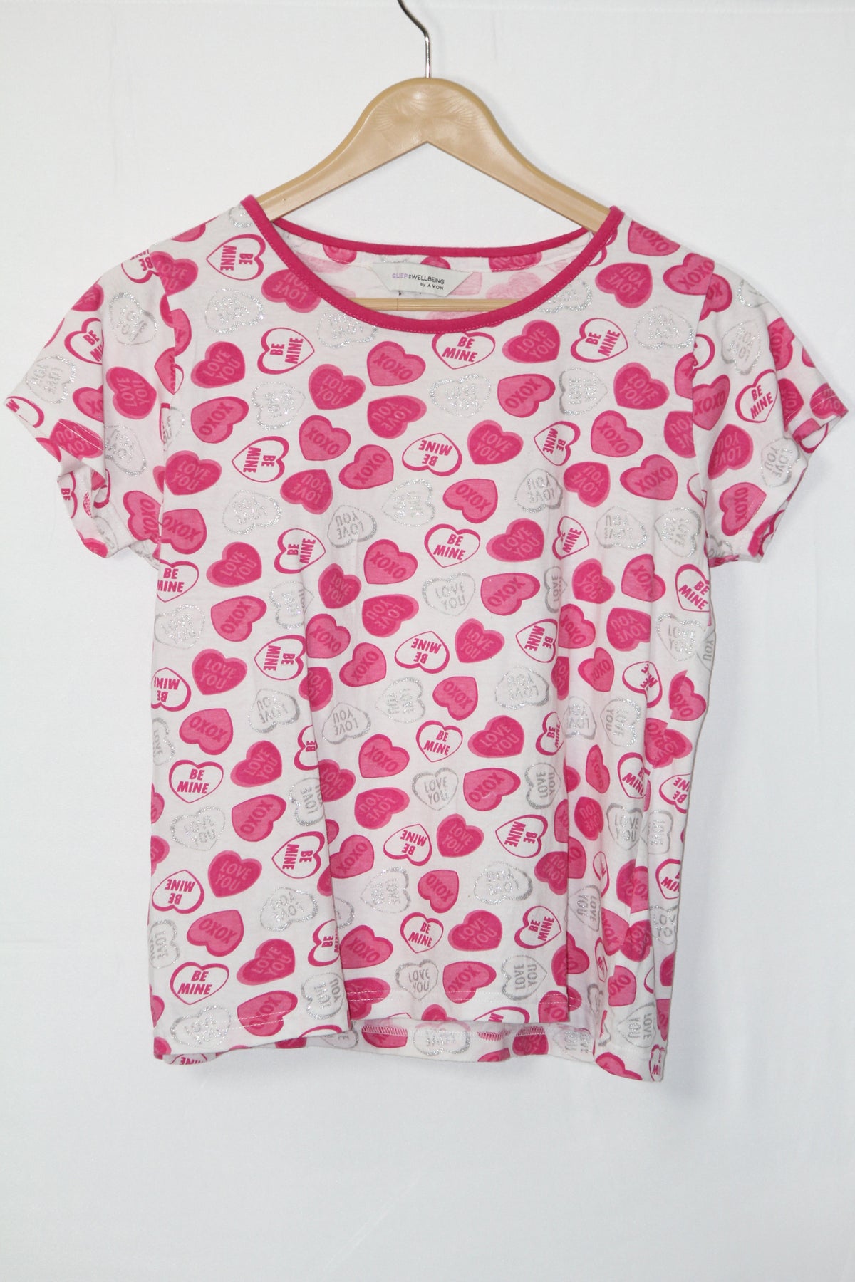 Heart Print White-Pink Crop – Avon (M)