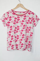 Heart Print White-Pink Crop – Avon (M)