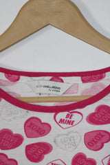 Heart Print White-Pink Crop – Avon (M)