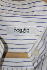 Pinstripe Elegance – Bagutta White & Blue Lining Button Down Shirt