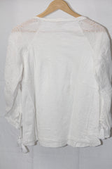 Embroidered Grace: White Button-Up Blouse-Medium