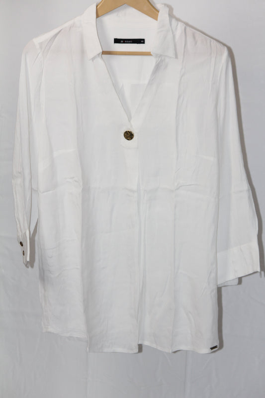 Monnari Elegance: White Full-Sleeve Blouse-Medium