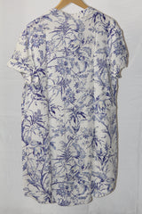 Graceful Florals: White & Blue Blouse-small