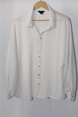 Sophisticated Simplicity: White Button-Down Blouse-Large