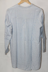 Striped Sophistication: White & Blue Blouse-Medium