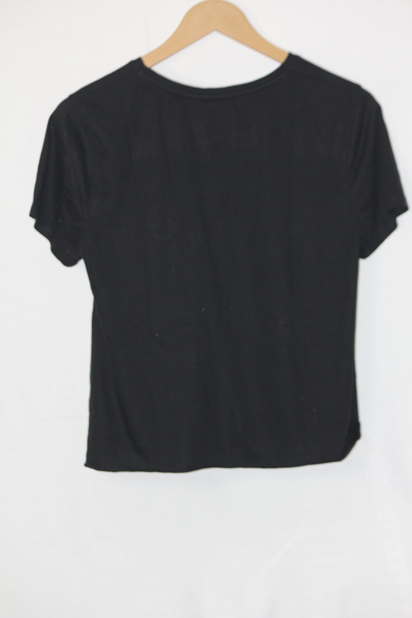 Black Half Sleeve Flower Print Crop – Primark (M)