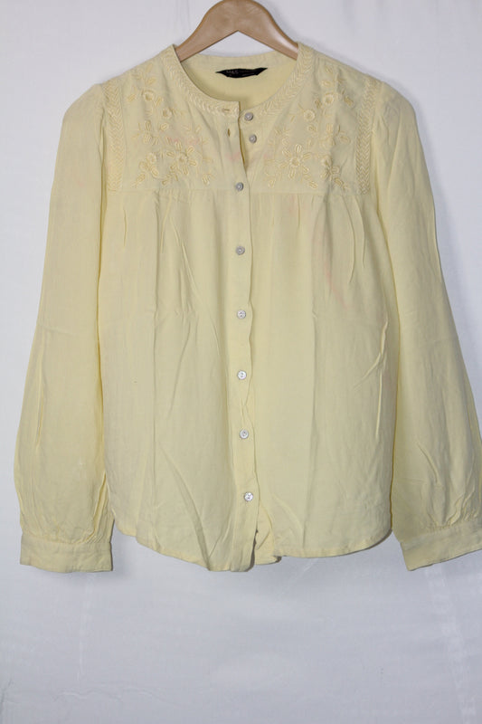 Sun-Kissed Charm: Yellow Full-Sleeve Blouse-Small