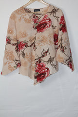 Botanical Bliss: Skin Floral Full-Sleeve Blouse-Medium