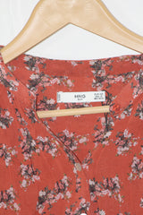 Red Brick Floral Full Sleeve Crop – MNG (XS)