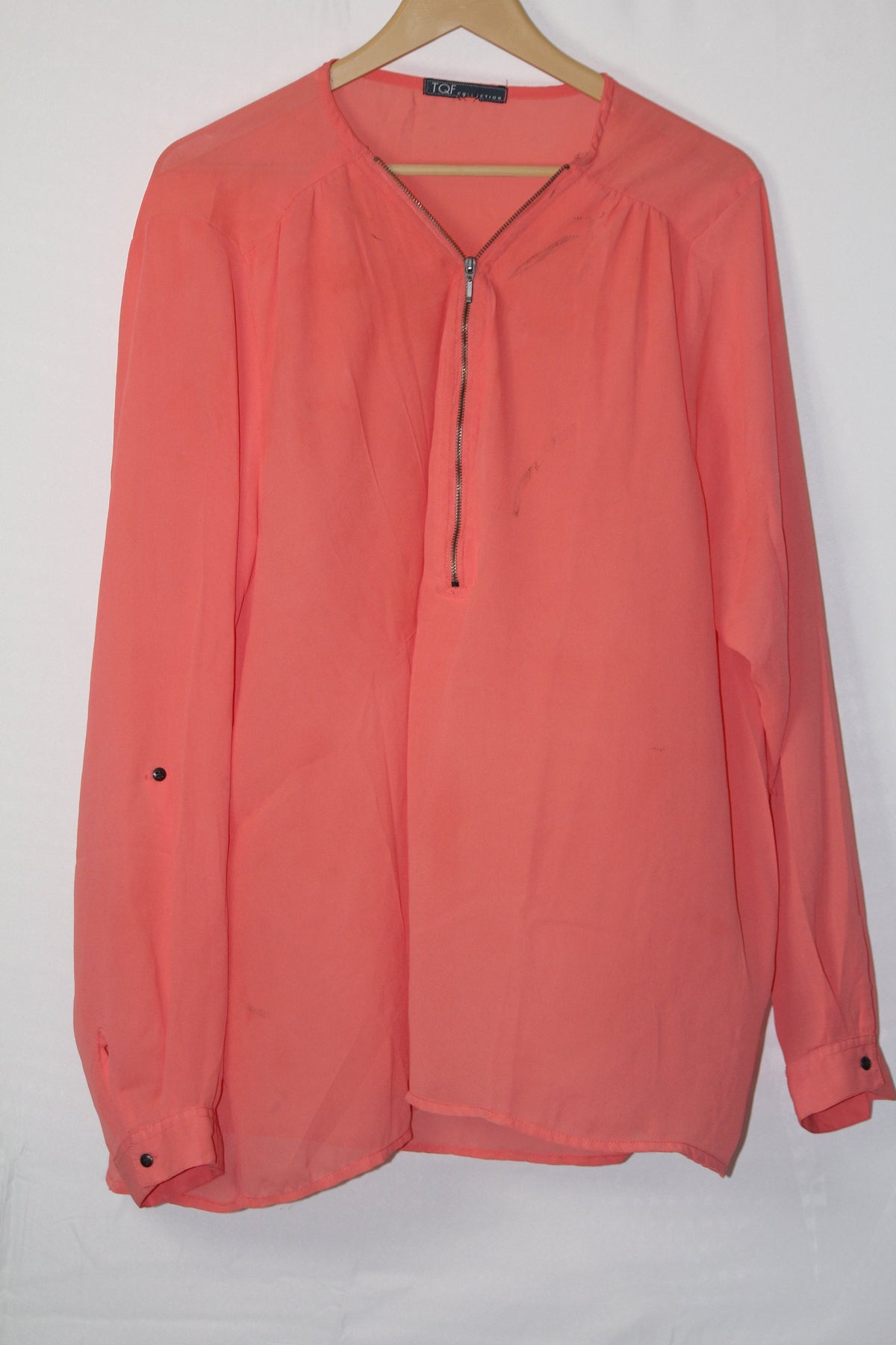 Effortless Style: Pink Zipper Blouse-XXL