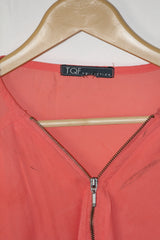 Effortless Style: Pink Zipper Blouse-XXL