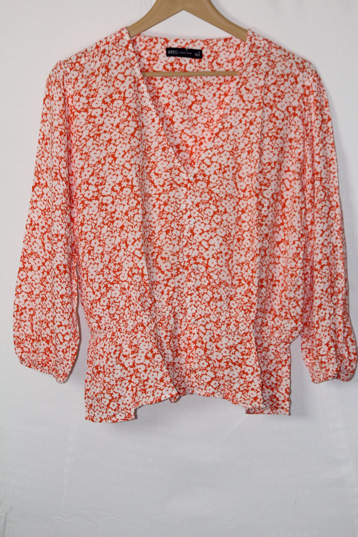 Bold & Beautiful: Floral Orange Blouse - Large