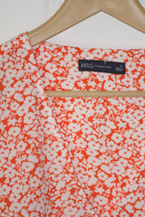 Bold & Beautiful: Floral Orange Blouse - Large