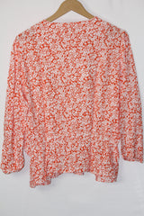 Bold & Beautiful: Floral Orange Blouse - Large